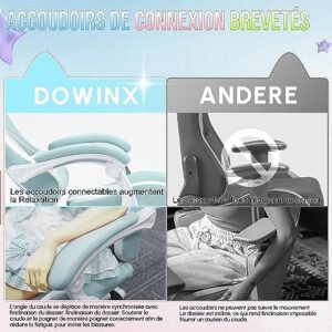 Dowinx Sweet Cat Edition : Chaise Gaming Ergonomique avec Repose-Pieds – Bleu