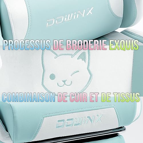 Dowinx Sweet Cat Edition : Chaise Gaming Ergonomique avec Repose-Pieds – Bleu