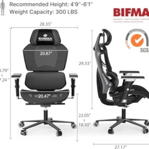 Eureka Chaise Gaming Ergonomique Dossier 4D Inclinable et Réglable – Gris