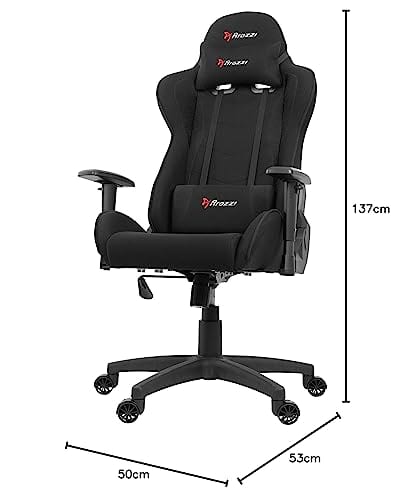 Fauteuil Gamer Arozzi Mezzo V2 en Tissu Noir, Dimensions 53x50x137 cm