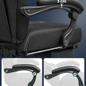 Fauteuil Gamer Ergonomique Noir avec Repose-Pieds et Support Lombaire OBG077B01