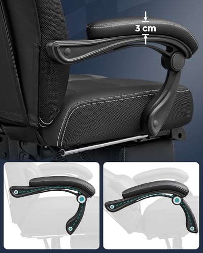 Fauteuil Gamer Ergonomique Noir avec Repose-Pieds et Support Lombaire OBG077B01