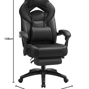 Fauteuil Gamer Ergonomique Noir avec Repose-Pieds et Support Lombaire OBG077B01
