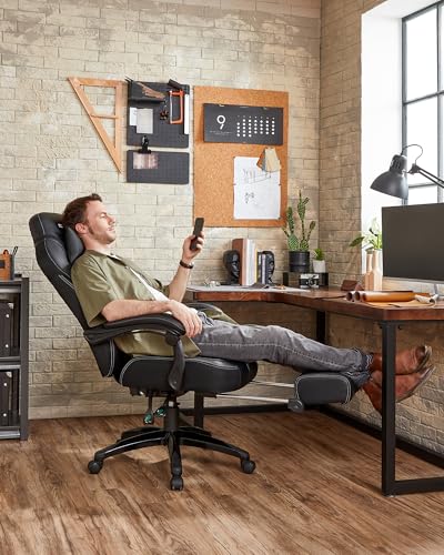 Fauteuil Gamer Ergonomique Noir avec Repose-Pieds et Support Lombaire OBG077B01