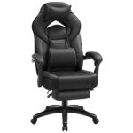 Fauteuil Gamer Ergonomique Noir avec Repose-Pieds et Support Lombaire OBG077B01