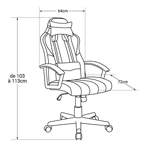 Fauteuil Gamer Noir et Rouge Crash – Chaise Ergonomique Pivotante avec Soutien Lombaire