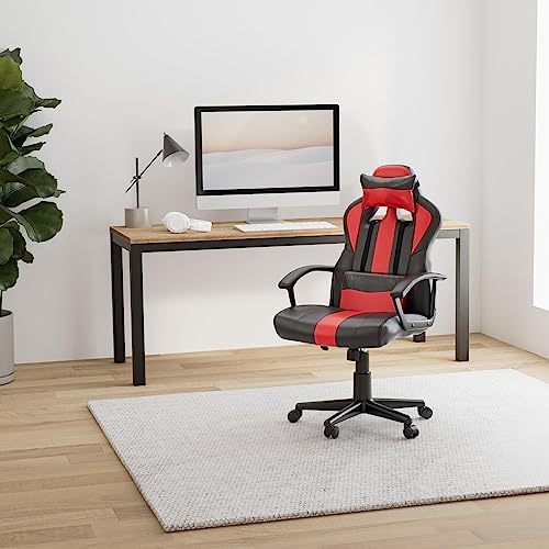 Fauteuil Gamer Noir et Rouge Crash – Chaise Ergonomique Pivotante avec Soutien Lombaire