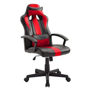 Fauteuil Gamer Noir et Rouge Crash – Chaise Ergonomique Pivotante avec Soutien Lombaire