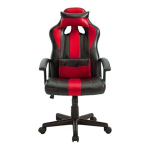 Fauteuil Gamer Noir et Rouge Crash – Chaise Ergonomique Pivotante avec Soutien Lombaire