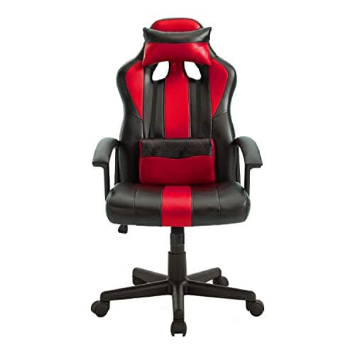 Fauteuil Gamer Noir et Rouge Crash – Chaise Ergonomique Pivotante avec Soutien Lombaire
