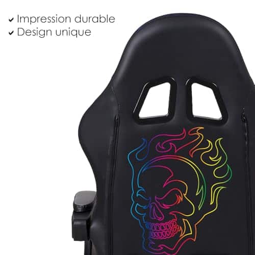 Fauteuil Gaming Amstrad AMS-900 LED Skull Noir et Gris avec Télécommande