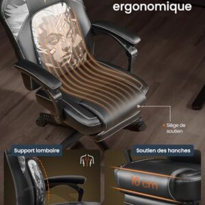 Fauteuil Gaming SONGMICS HOME OBG072B03, Chaise Bureau Ergonomique Noir Anime