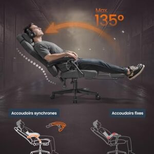 Fauteuil Gaming SONGMICS HOME OBG072G01 Ergonomique avec Repose-Pieds et Appui-tête