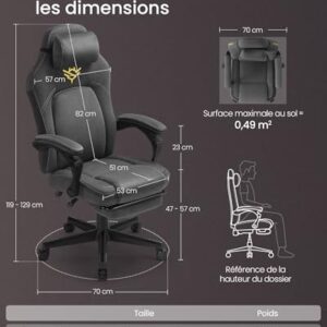 Fauteuil Gaming SONGMICS HOME OBG072G01 Ergonomique avec Repose-Pieds et Appui-tête