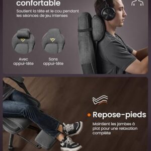 Fauteuil Gaming SONGMICS HOME OBG072G01 Ergonomique avec Repose-Pieds et Appui-tête