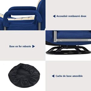 Fauteuil Pliable COSTWAY Bleu, Chaise de Jeu Dossier Réglable 360°