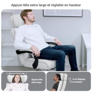 Fauteuil de Bureau Ergonomique BASETBL 200kg avec Repose-Pied et Dossier Haut