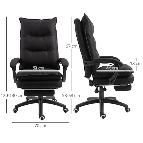 Fauteuil de Bureau Massant Vinsetto – Ergonomique avec Repose-Pied Intégré