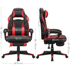 Fauteuil de Bureau SONGMICS OBG73BRV1, Chaise Gaming Réglable Noir et Rouge