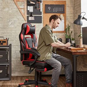 Fauteuil de Bureau SONGMICS OBG73BRV1, Chaise Gaming Réglable Noir et Rouge