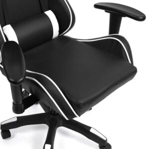 Fauteuil de Gaming IDMarket Carter Noir et Blanc, Accoudoirs 2D Pivotants