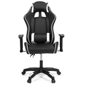 Fauteuil de Gaming IDMarket Carter Noir et Blanc, Accoudoirs 2D Pivotants