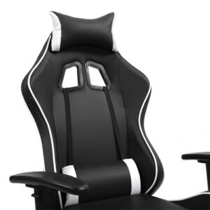 Fauteuil de Gaming IDMarket Carter Noir et Blanc, Accoudoirs 2D Pivotants
