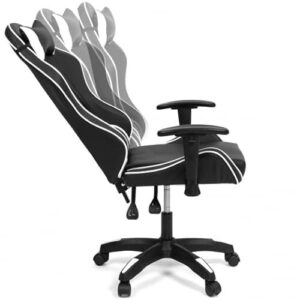 Fauteuil de Gaming IDMarket Carter Noir et Blanc, Accoudoirs 2D Pivotants