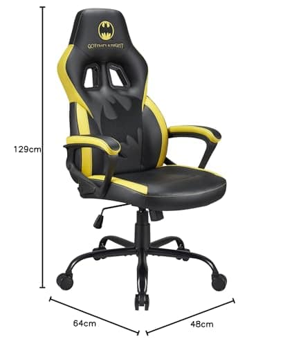 Fauteuil de jeu SUBSONIC Batman original en cuir, noir et jaune, XL