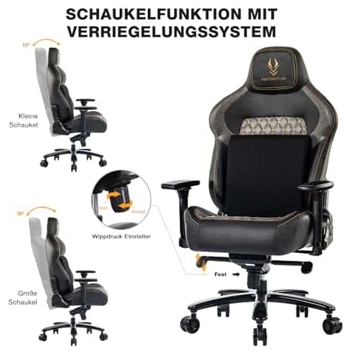 Chaise Gaming Ergonomique Fantasylab 200kg avec Accoudoirs 4D – Noir/Gris