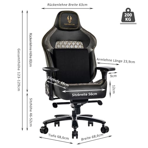 Chaise Gaming Ergonomique Fantasylab 200kg avec Accoudoirs 4D – Noir/Gris
