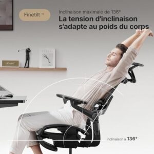 HINOMI H1 Pro V2 : Chaise de Bureau Ergonomique avec Repose-Pieds et Accoudoirs 5D