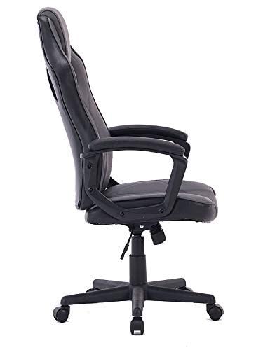 HOGAR24 Chaise de Gaming Ergonomique Noir et Gris, Rembourrée et Réglable