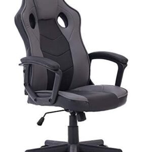 HOGAR24 Chaise de Gaming Ergonomique Noir et Gris, Rembourrée et Réglable