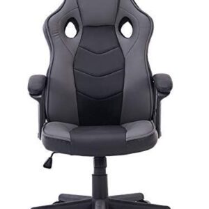 HOGAR24 Chaise de Gaming Ergonomique Noir et Gris, Rembourrée et Réglable
