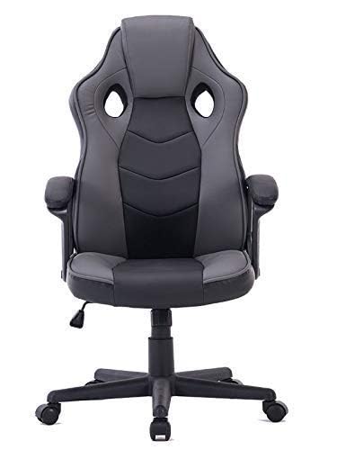HOGAR24 Chaise de Gaming Ergonomique Noir et Gris, Rembourrée et Réglable