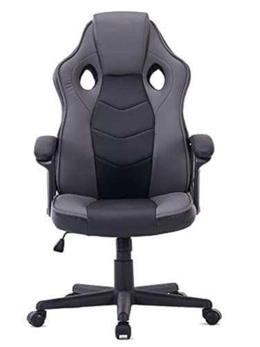 HOGAR24 Chaise de Gaming Ergonomique Noir et Gris, Rembourrée et Réglable