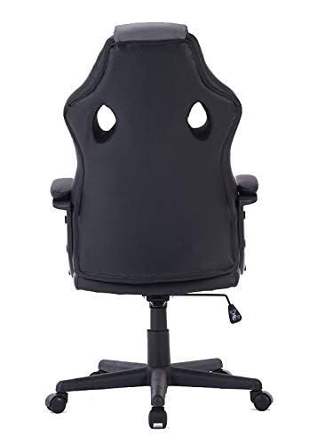 HOGAR24 Chaise de Gaming Ergonomique Noir et Gris, Rembourrée et Réglable