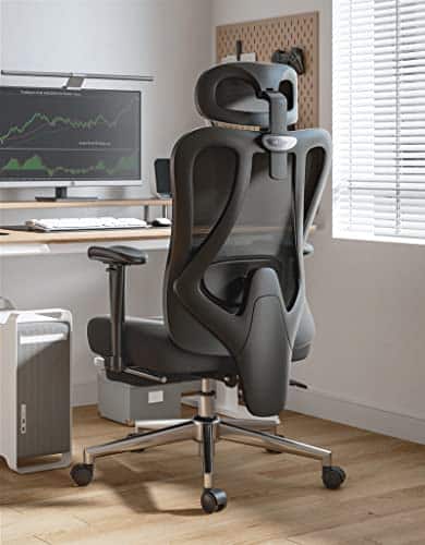 Hbada P3 Chaise de Bureau Ergonomique avec Repose-Pied et Support Lombaire