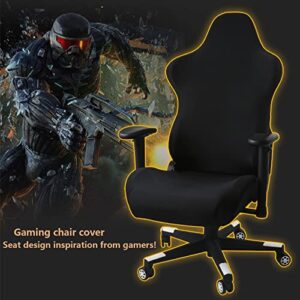 Housse chaise gaming noire 4 pièces avec accoudoirs et dossier