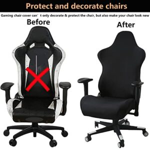Housse chaise gaming noire 4 pièces avec accoudoirs et dossier