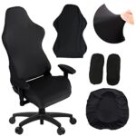 Housse chaise gaming noire 4 pièces avec accoudoirs et dossier