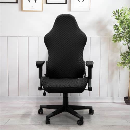 Housse de Chaise Gaming Lukery, Extensible et Lavable, Noir