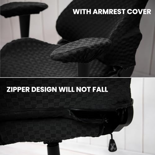 Housse de Chaise Gaming Lukery, Extensible et Lavable, Noir