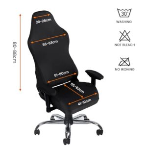Housse de Chaise Gaming Lukery, Extensible et Lavable, Noir