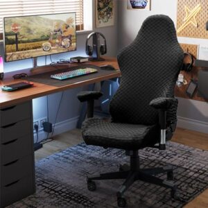 Housse de Chaise Gaming Lukery, Extensible et Lavable, Noir
