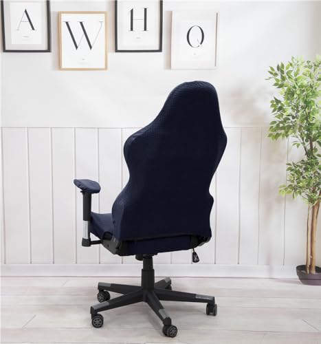 Housse de Chaise Gaming Rotatif Highdi en Jacquard Bleu Marine Extensible