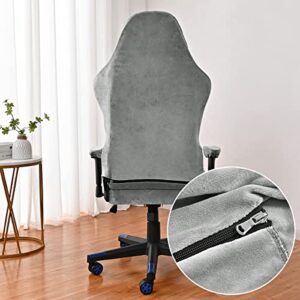 Housse de Chaise de Gaming Lukery Extensible en Velours Gris Lavable