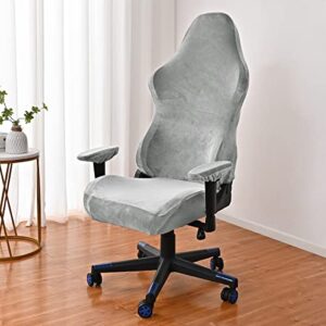 Housse de Chaise de Gaming Lukery Extensible en Velours Gris Lavable
