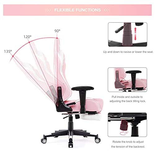 IntimaTe WM Heart Chaise Gaming Rose – Fauteuil de Jeu Ergonomique